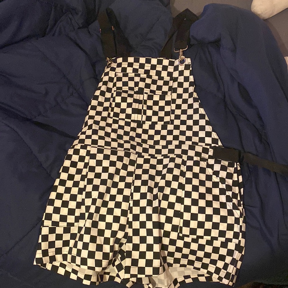 Hot Topic Checkered Utility Shortalls